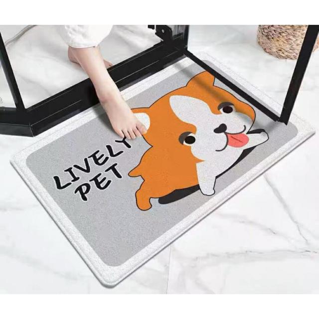 ラグマット リビングマット．コーギー犬 玄関マットカーペット お風呂マット