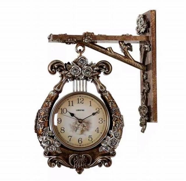 壁掛け時計 クロックかけ時計 掛け時計 両面時計 豪華