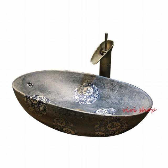 0121F167豪華洗面ボウルセット陶器洗面台 トイレ 手水鉢 手洗器 手洗い鉢 洗面器 蛇口 排水金具付きの通販は 56,133円