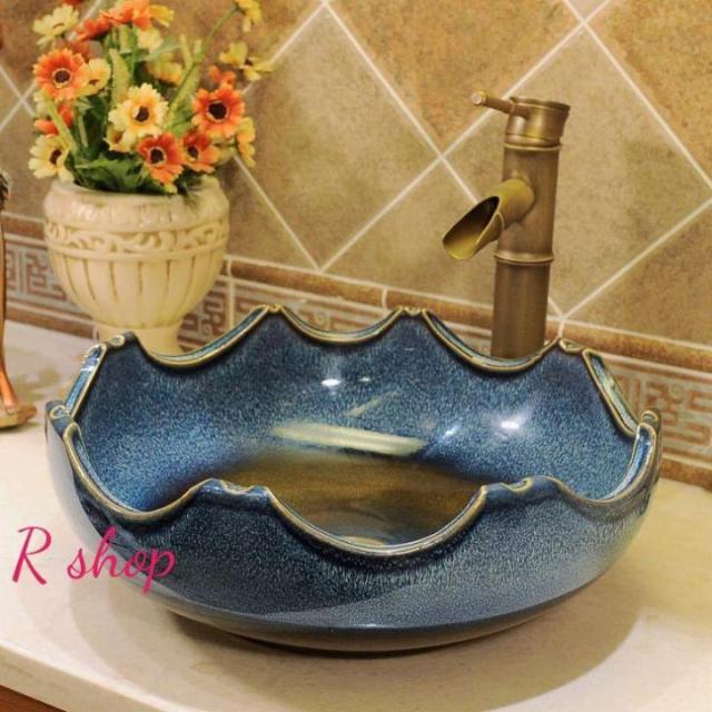 高級洗面台 洗面ボウルセット 洗面ボール 陶器 手水鉢 ．手洗器 手洗い鉢 洗面器 蛇口 排水金具付きの通販は