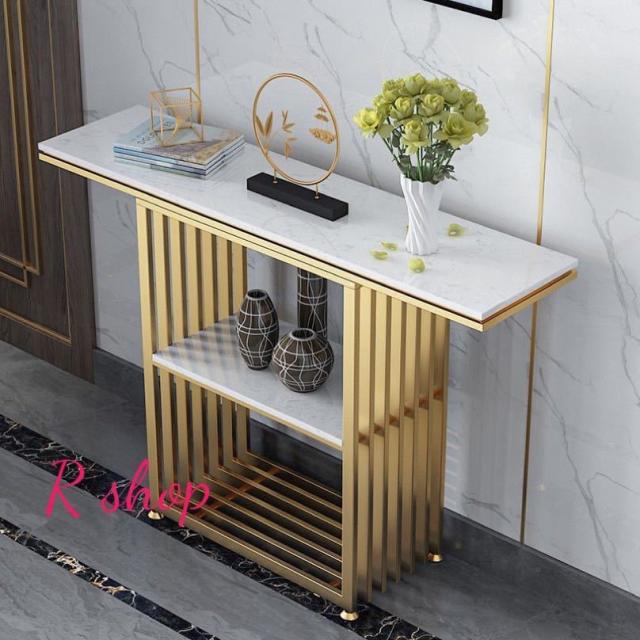 高級人造大理石サイドテーブル． コンソールテーブル 玄関テーブル 花台 電話台 アンティーク調デザイン 幅80cm