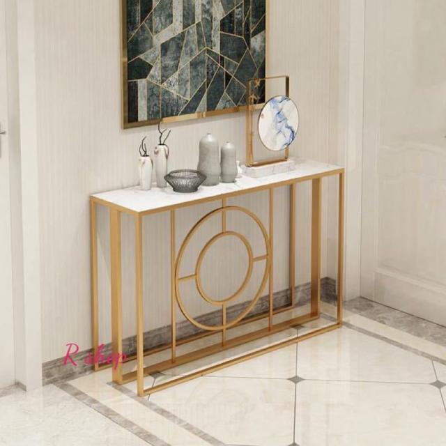 高級人造大理石サイドテーブル コンソールテーブル 玄関テーブル 花台 電話台 アンティーク調デザイン 幅100cmの通販は 97,193円