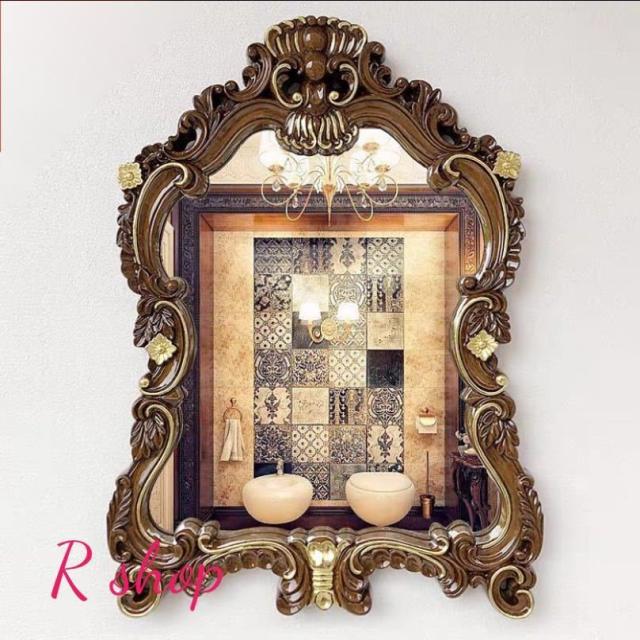 大型ミラー 吊鏡 ．壁掛け鏡 ．壁掛けミラー 豪華ウォールミラ 高級豪華鏡 アンティーク調 80x110cmの通販は 121,176円