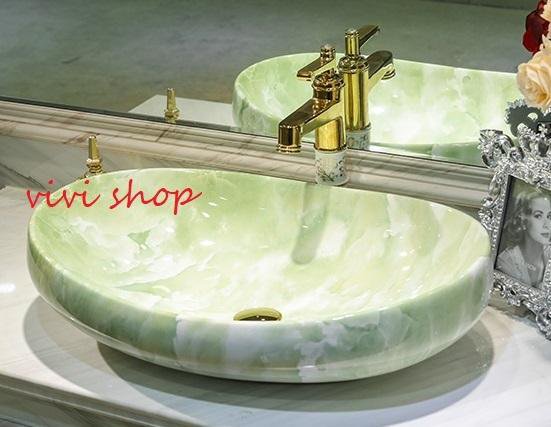 0121F190-5豪華洗面ボウルセット陶器洗面台 トイレ 手水鉢 手洗器 手洗い鉢 洗面器 蛇口 排水金具付き