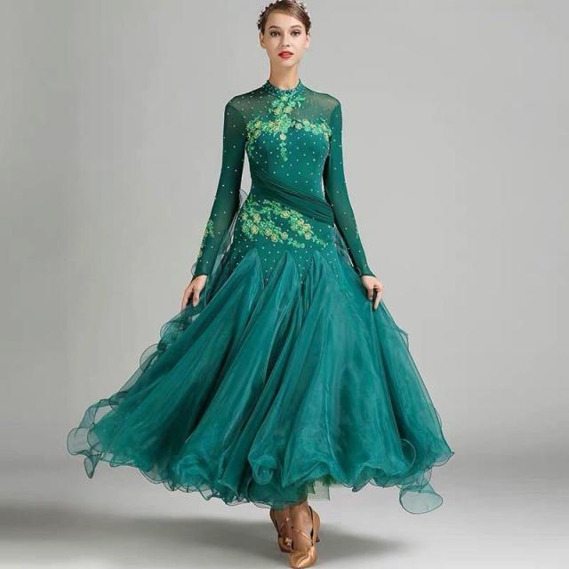 社交ダンス衣装 モダンダンス．ワルツ専用ドレス レッスン着 ルンバ サンバ 練習競技着デモ用 スタンダード発表会用演出服 S〜2XL