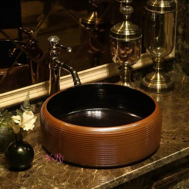 高級置き型洗面ボウルセット ．手洗い器 デザイン 陶磁器 手洗い鉢