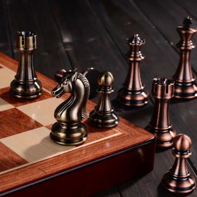 チェスセット チェス盤 駒 ボードゲーム 木製 アンティーク風木製 