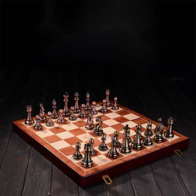 チェスセット チェス盤 駒 ボードゲーム 木製 アンティーク風木製 