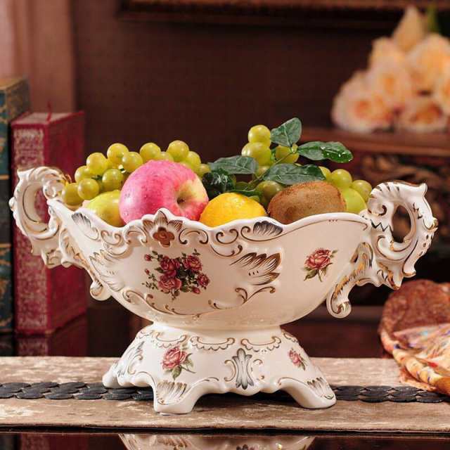 高級果物皿．盛り皿 お菓子皿 フルーツプレート、花柄豪華～果物カゴ お菓子鉢