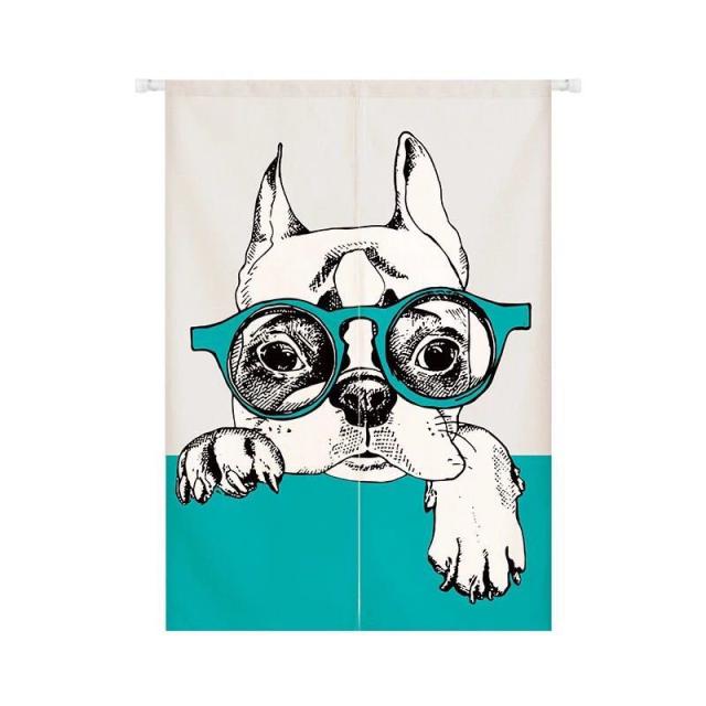 フレンチ・ブルドッグのれん ロング 暖簾 85×120 犬柄 かわいい ．間仕切り 洋風 おしゃれ