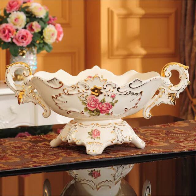 高級果物皿 盛り皿 お菓子皿、フルーツプレート 花柄豪華 果物カゴ お