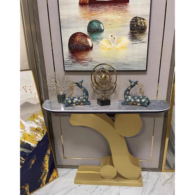 高級サイドテーブル 人造大理石コンソールテーブル 玄関テーブル 花台 電話台