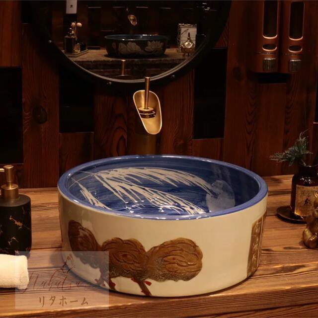 高級洗面台 洗面ボウルセット洗面ボール 陶器 手水鉢 手洗器蛇口 排水金具付き