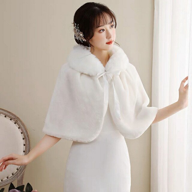 毛皮風ミンクケープ ．ファーショール ファーストール ポンチョ ボレロ ストール