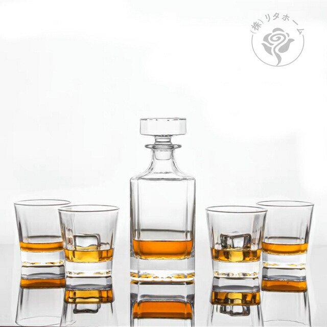 高級デカンタとグラスセット ガラス食器 ウイスキーグラスロックグラス 5点セットの通販は 23,522円