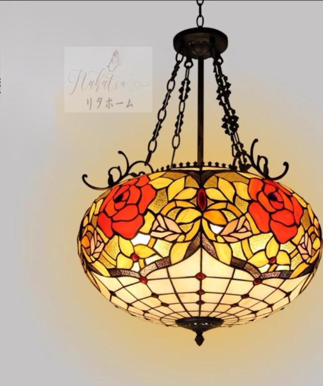 天井照明ステンドグラスランプ ペンダントライト ガラス工芸品