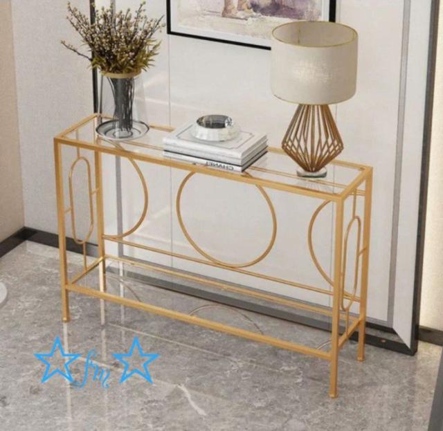 高級ガラスサイドテーブル コンソールテーブル 玄関テーブル 花台 電話