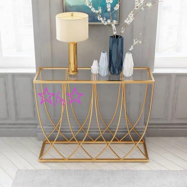 高級ガラスサイドテーブル コンソールテーブル 玄関テーブル 花台 電話台 アンティーク調デザイン 高さ100cm