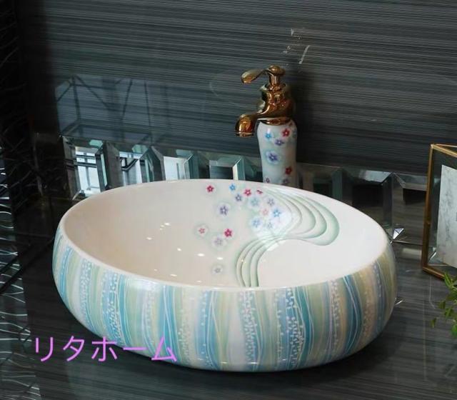 高級洗面台 洗面ボウルセット． 洗面ボール 陶器 手水鉢 手洗器 手洗い鉢 洗面器 蛇口付き