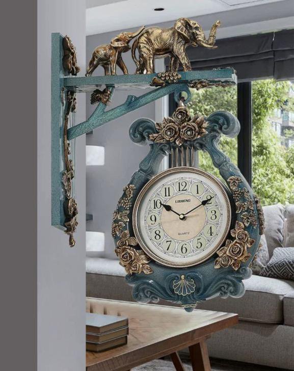 壁掛け時計 クロック　かけ時計 掛け時計 両面時計 豪華 壁掛け時計 クロックかけ時計 掛け時計 ．両面時計 豪華