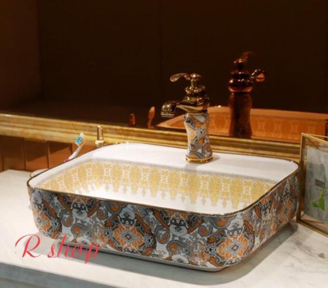 高級洗面台 洗面ボウルセット ．洗面ボール 陶器 手水鉢 ．手洗器 手洗い鉢 洗面器 蛇口 排水金具付き