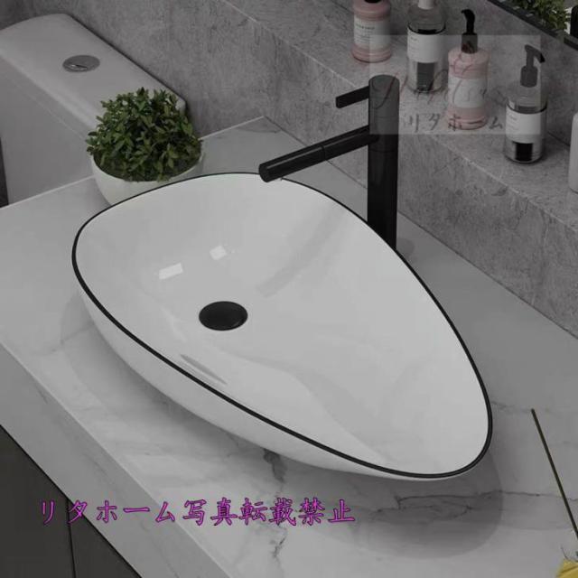 人気洗面台 大型洗面ボウルセット 洗面ボール 陶器 手水鉢 ．手洗器 手洗い鉢 洗面器 蛇口 排水金具付き 幅74cm