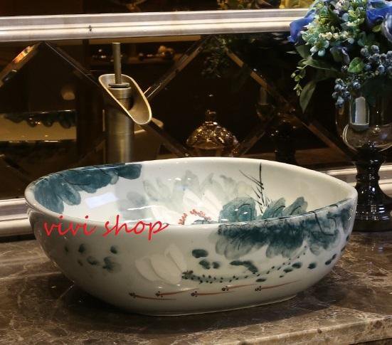 0121F200豪華洗面ボウルセット陶器洗面台 トイレ 手水鉢 手洗器 手洗い鉢 洗面器 蛇口 排水金具付き