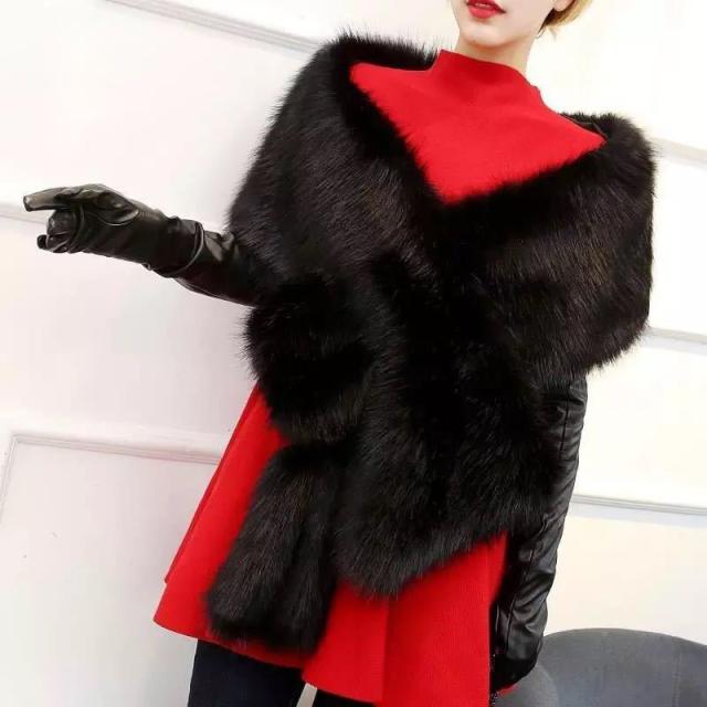 豪華肩掛け 大判ショール ファーストール 毛皮風ケープ 結婚式 ボレロ ポンチ