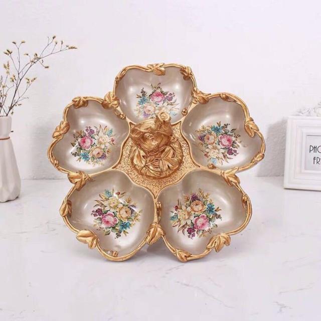 高級果物皿 盛り皿 お菓子皿、フルーツプレート、花柄豪華〜果物カゴ お菓子鉢．