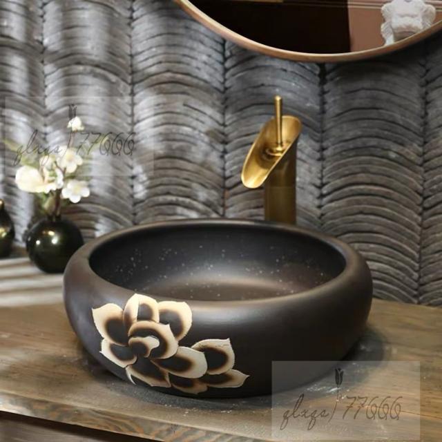 高級洗面台 洗面ボウルセット 洗面ボール 陶器 手水鉢 ．手洗器 手洗い鉢 洗面器 蛇口 排水金具付きの通販は