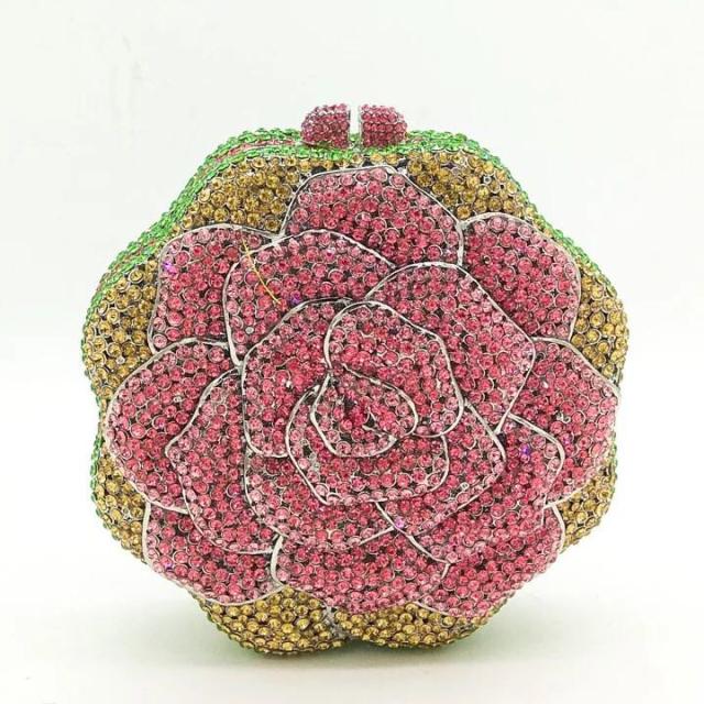 豪華パーティーバッグ キラキラ ストーンBAG クラッチバッグ レディース ラインストーンクラッチバッグ 薔薇柄