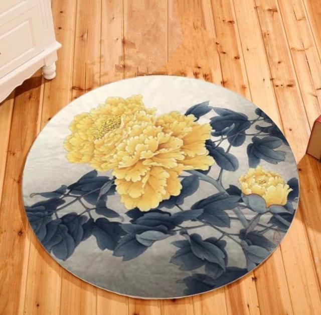 ☆ラグマット リビングマット 玄関マット．カーペット．お風呂マット ．60cmサイズ ．ボタン花柄雑貨