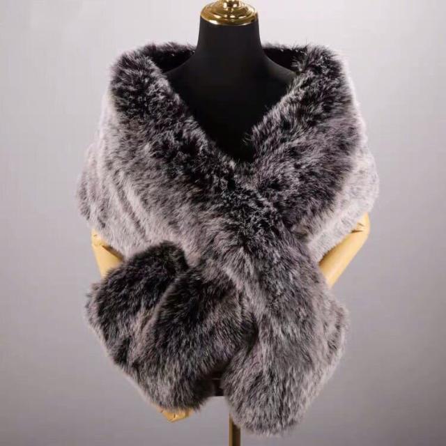 毛皮風ミンクケープ ．ファーショール ファーストール ポンチョ ボレロ ストール．