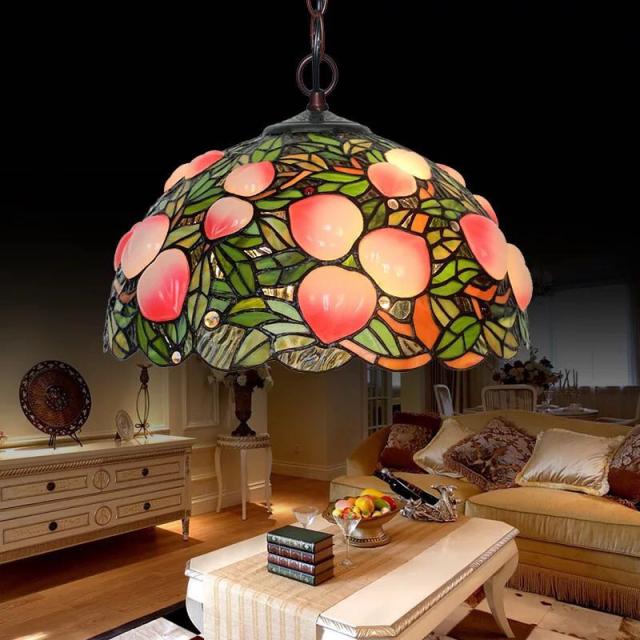 ステンドグラス．ペンダントライト 豪華天井照明ステンドグラスランプ