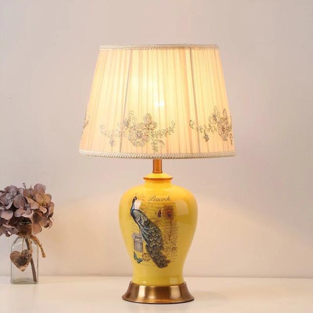 照明スタンドライト テーブルランプ デスクライト 卓上ステンド ．高級陶器スタンド