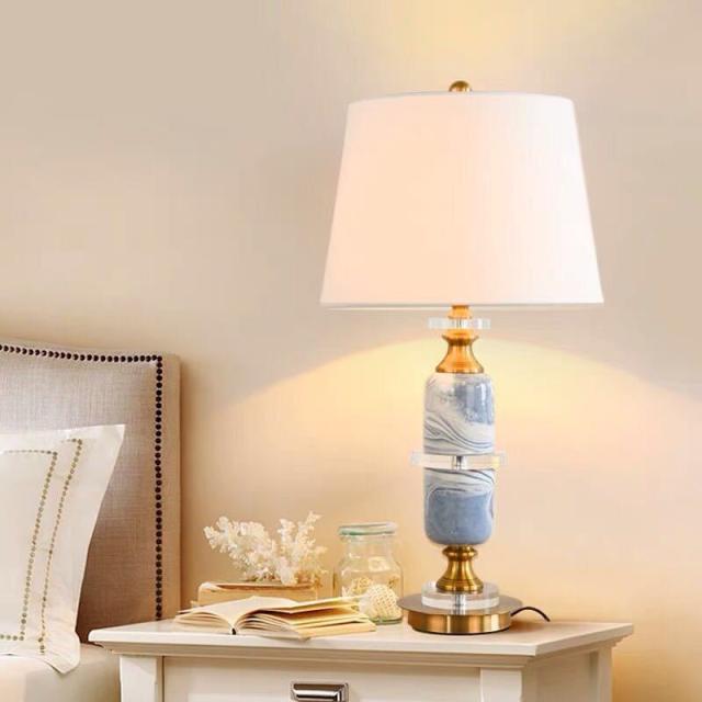 照明スタンドライト テーブルランプ デスクライト 卓上ステンド 高級陶器水晶スタンドの通販は 72,616円