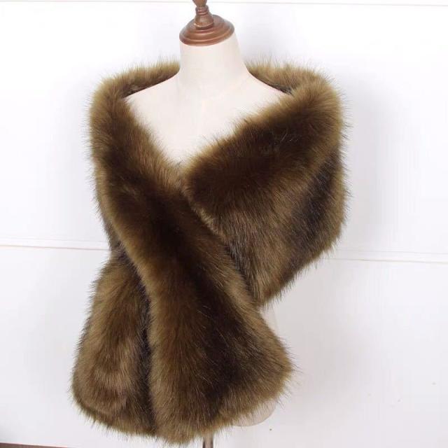 毛皮風ミンクケープ ．ファーショール ファーストール ポンチョ ボレロ ストール.