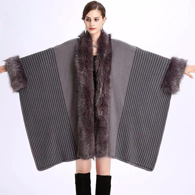 毛皮風ミンクケープ ファーショール ファーストール ポンチョ ボレロ ストール