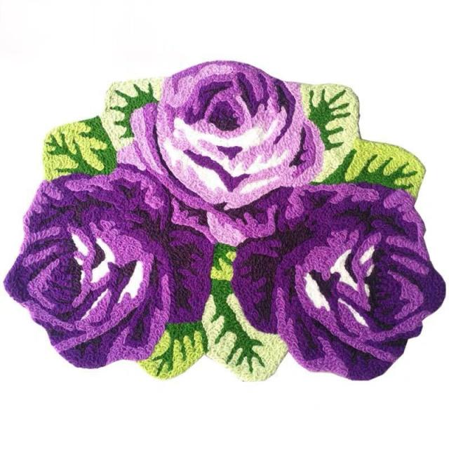 ラグマット リビングマット 玄関マット．カーペット．お風呂マット 80x60 薔薇雑貨