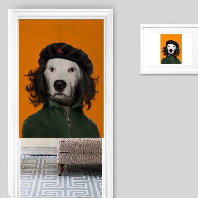 のれん ロング 暖簾 80x130 犬柄 イヌ雑貨 かわいい 間仕切り 洋風