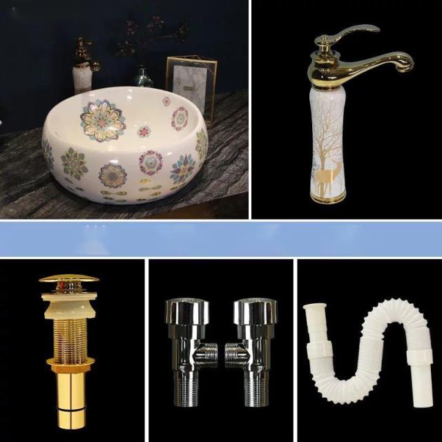 A13499 洗面ボウルセット 洗面ボール 陶器 手水鉢 手洗器 手洗い鉢