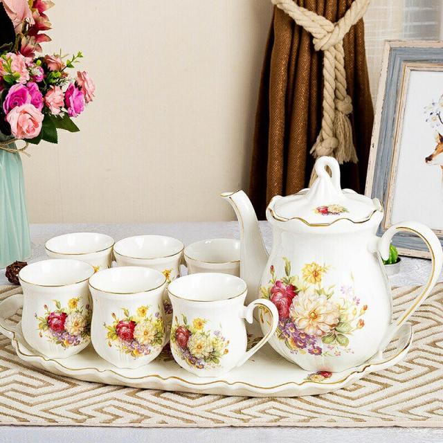 陶器製花模様鉢 ボウルセット ※海外発送の場合、木箱は付属いたしませ