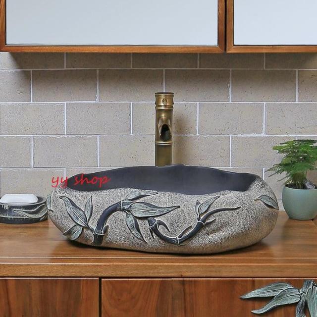 0121F8豪華洗面ボウルセット陶器洗面台 トイレ 手水鉢 手洗器 手洗い鉢 洗面器 蛇口 排水金具付き