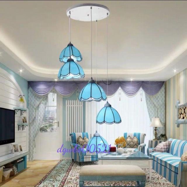 豪華天井照明ステンドグラスランプ ．ペンダントライト ガラス工芸品 ステンドグラス 電源直結タイプの通販は 99,198円