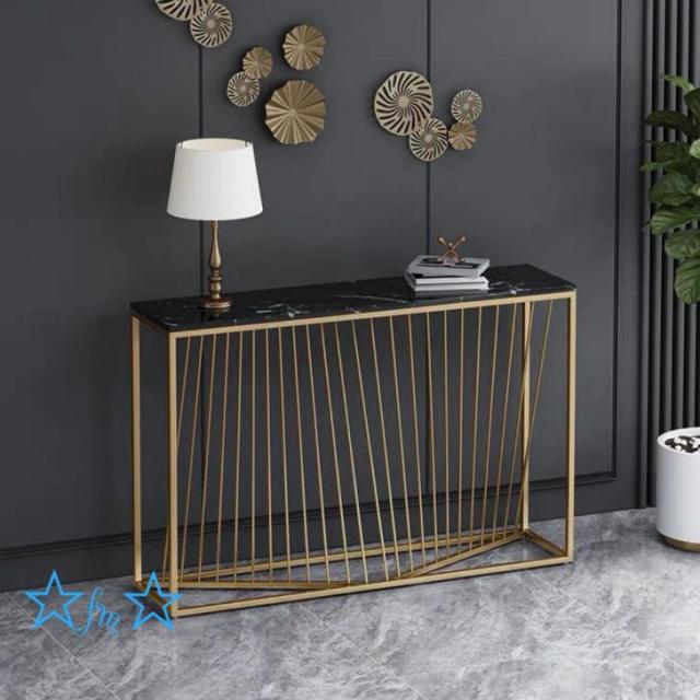 高級人造大理石サイドテーブル コンソールテーブル 玄関テーブル ．花台 電話台 アンティーク調デザイン 幅100cmの通販は