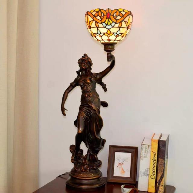 ステンドグラスランプ 卓上スタンド 豪華テーブルランプ 卓上照明 ガラス工芸スタンド