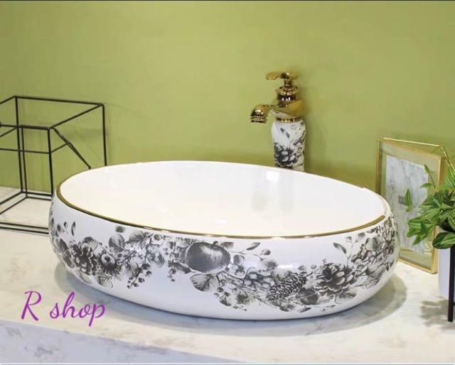 置き型洗面ボウルセット．手洗い器 デザイン 陶磁器 手洗い鉢 洗面台 蛇口 排水ホース付き