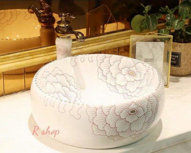 高級置き型洗面ボウルセット 手洗い器 デザイン 陶磁器 手洗い鉢 洗面台 蛇口 排水ホース付きの通販は