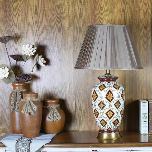 照明スタンドライト テーブルランプ デスクライト 卓上ステンド ．高級陶器ステンド