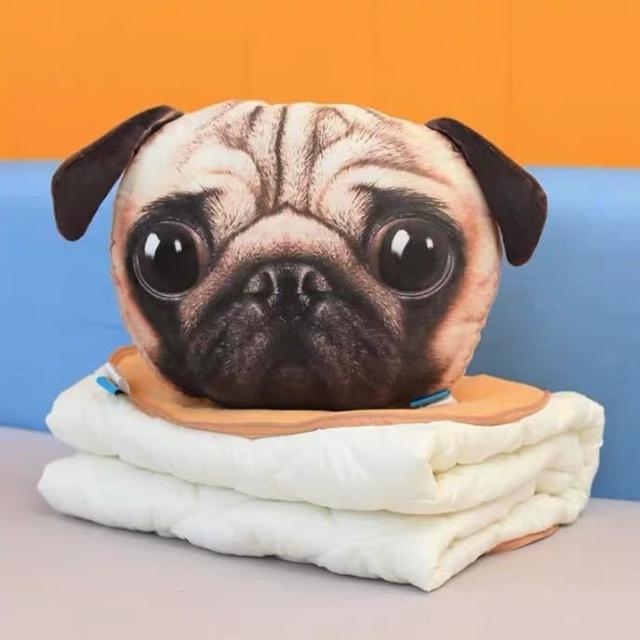 可愛い いぬお昼寝．毛布犬柄 ブランケット 防寒対策 抱き枕〜ひざ掛け パグ